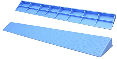 MFFIRE Innenschwelle Bordsteinrampe Kunststoff Non -Slip Bordsteinkanten Auffahrkeile Für Roboter, Rollstuhl, Fahrrad, Bürgersteig,Blau,100x13x6cm
