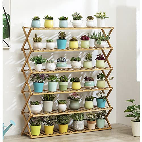 PJDDP Scaffale Portafiori a 6 Ripiani Pieghevole per Interni, Porta Piante e Vasi da Esterno, Supporto per Piante scaffale Scaffale Porta-Fiori per Casa Giardino Balcone, Senza Installazione