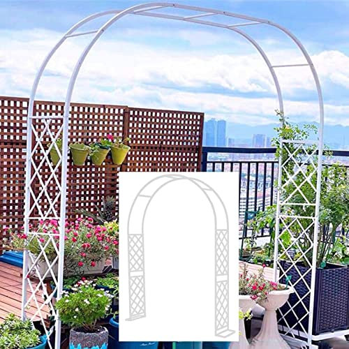 Lnder Hochleistungs Rosenbogen Wetterfeste Gartenbogen Mit Stabile Sockel Höhe 230cm 250cm Metall Torbogen Rankgitter for Kletterpflanzen (Color : Weiß, Size : 200x250cm/79x98in)