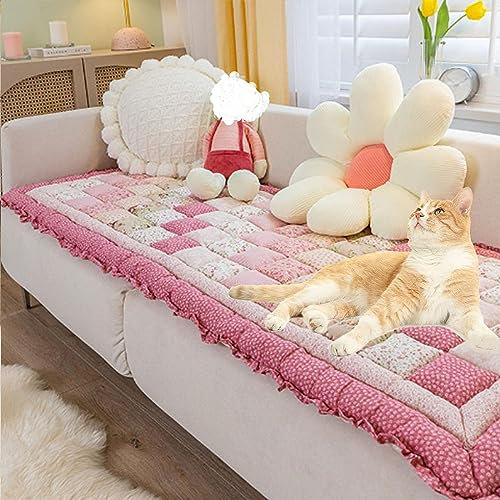 Homnova Plüsch-Sofabezug, Garden Chic Baumwoll-Couchbezug, 1 2 3 4 Sitzer Sofaüberwurf in L-Form Sofabezug, Ecksofa Haustier-Hundecouchbezug,003,60x160 cm