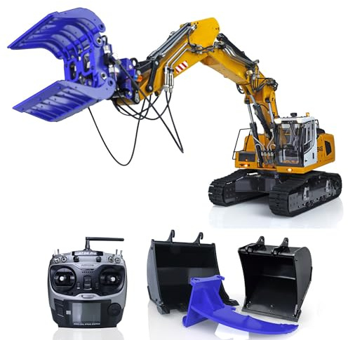 wheelfun 1/14 RC Hydraulic Tracked Bagger 946-3 10CH Metall Ripper Grab Bucket Motor Servo ESC AT9S RC Controller LESU Baufahrzeug