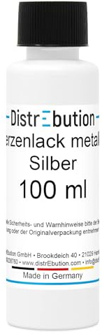 DistrEbution Kerzenlack Metallic Silber 100ml - Glänzend, Wasserlöslich, für Kerzenverzierung