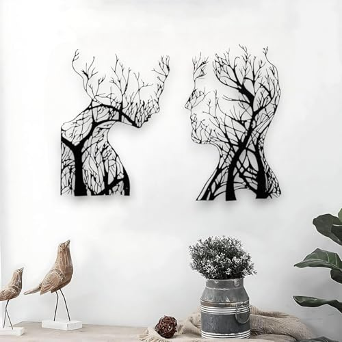 Tubibu Baum des Lebens Wanddeko, Wandbild aus Metall Schwarz, Haus Wandkunst-Dekoration, Wandaufkleber 3D, Moderne Deko, Bilder für Zuhause Büro Schlafzimmer, Wohnzimmer und Küche (Human, X-Large)