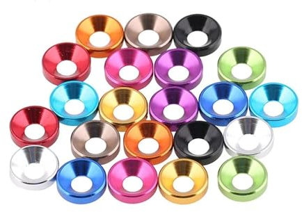M2 M2,5 M3 M4 M5 M6 Bunte eloxierte Aluminiumlegierung Flache Unterlegscheibe for Senkkopfschraube Unterlegscheiben Dichtung 10 Stück (Size : M2.5, Color : Orange)