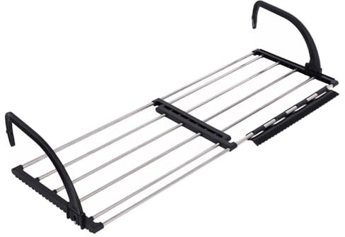 ONEBO 1 Pezzi Nero Stendino da termosifone, Espandibile a destra e a sinistra Stendino da Balcone, Per Calorifero,per Balconi, Ringhiere e Termosifone (45 * 38cm)