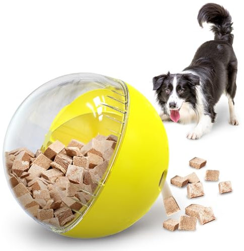 WELIKEIT Dog Treat Toy - Interactive Dog Toys for Boredom Busy, Enrichment Toys for Dogs Mental Stimulation Mentally Stimulating （Yellow）