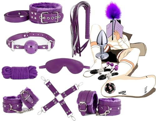 KaMieeg [12 Pezzi Set di Accessori in Pelle Viola, Set di Protezioni Sportive Regolabili, Fascia Elastica per La Casa E L'attrezzatura per Lo Yoga, Regalo Originale-K3