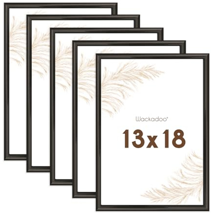 Wackadoo Bilderrahmen 13x18 Schwarz 5er Set Fotowand Fotorahmen aus leichtem Kunststoff mit Glas Picture frame Poster