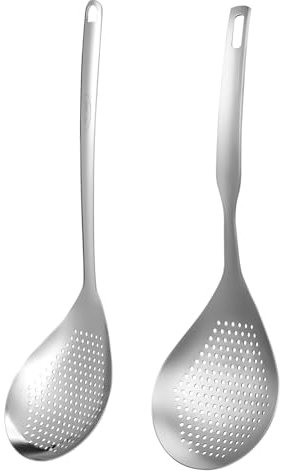 CIYODO 2pezzi Schiumarola Acciaio Inossidabile Mestolo Scolapasta Con Manico Per Pasta Verdure e Brodi Strumenti Da Cucina Resistenti e Versatili Per Uso Quotidiano