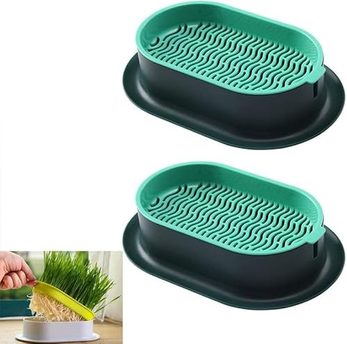 GYJZZW 2Pcs Cat Grass Growing Kit, Practical Cat Plant Convenient Planting Box, Cat Grass Planter, Cat Grass Seed Sprout Trays, Hydroponic Cat Grass Planter (A5)