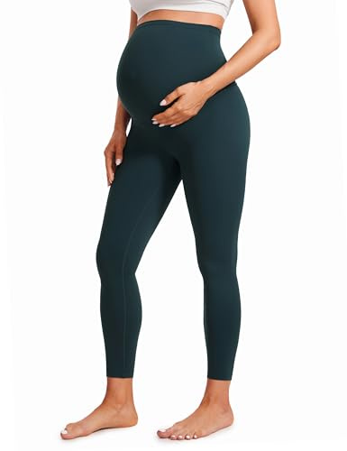 CRZ YOGA Butterluxe Maternity Leggings 25 - Over The Belly Buttery Soft Workout Activewear Yoga Womens Pregnancy Pants Forest Dark Green Large
