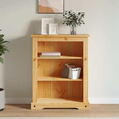 LVHUIDEH Bücherschrank Schrank Vitrinenschrank Flurschrank mit 3 Fächer Mexiko-Stil Kiefernholz 81 x 29 x 100 cm