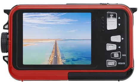 Caméra sous-Marine 2,7 K, Appareil Photo Numérique étanche Full HD 2,7 K 48 MP Zoom 16X, Appareil Photo Numérique Compact Résistant à l'eau 3,4 M pour la Plongée en Apnée (Rouge)