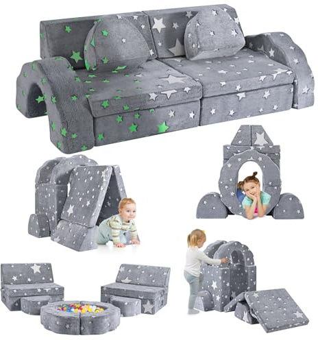 MINENICE Kindersofa,10-teilige Schaumbaublock Kinder Spielen Sofa, modulares Kindersofa, lustiges klappendes Kinder-Sofa-Bett, für Jungen und Mädchenentwicklungsintelligenz (Sternenlicht-10)