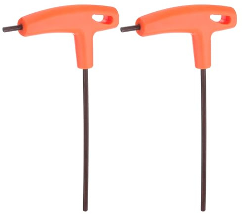 sourcing map Lot de 2 clés hexagonales avec poignée en T - 4 mm - En acier S2 - Clé hexagonale intérieure - Outil de réparation pour l'entretien automobile et domestique - Orange