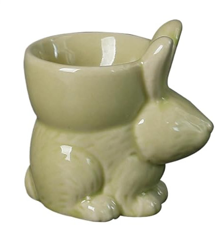 Coquetier en forme de lapin - Coquetier en porcelaine - Coquetier pour œuf dur et doux - Bougeoir en forme de lapin de Pâques - coquetier vintage stable pour décoration de fêtes de printemps