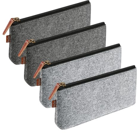 Rixotix 4er Pack Filz Mäppchen 21x11cm, Kosmetiktasche mit Reißverschluss, Multifunktions Briefpapier Beutel für Stifte, Bleistifte, Büro, Schule