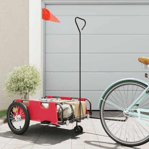 Xichuzi Fahrradanhänger Rot Oxford-Gewebe und Eisen, Fahrrad Anhänger, Lastenanhänger, Handwagen, Fahrrad-lastenanhänger, Lastenfahrrad - 94188