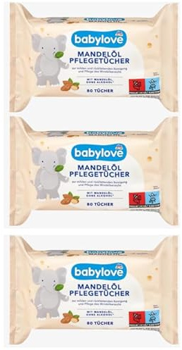 babylove Pflegetücher Mandelöl, (3x80 Stück) Multi Pack