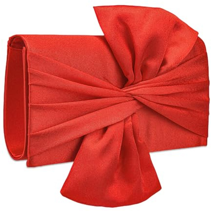 OUAYEMEL Abend-Clutch mit Schleife, Umschlag für Hochzeit, Geldbörse mit abnehmbarer Kette, elegante Damen-Party-Handtasche für Cocktail-Party, Braut
