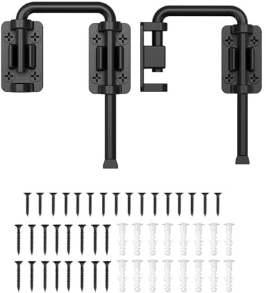 MeBantoo 2.36 Inch U Patio Sliding Door Loop Lock Latch - Stainless Steel Home Security Loop Bolt Lock for Barn, Garden, Fence Gate, Window - Multi-Angle Installation Option (Black-2 Pcs)