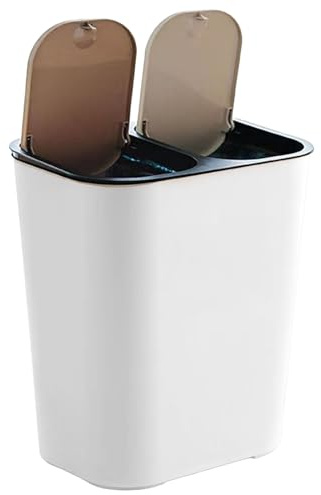 Poubelle Double Poubelle De Recyclage,Poubelle Avec Bac Recyclage Intégré | 18L Conteneur de Déchets de Cuisine avec Couvercles à Bouton-Poussoir pour Salle à Manger, Chambre, Salle de Bain, Salon, Bu