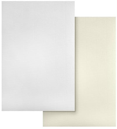 Netuno 100 Blatt Bastelpapier gerippt DIN A4 120g Aster Laid (50x Weiß & 50x Elfenbein) elegantes Papier mit Wasserzeichen Designpapier Briefpapier Urkundenpapier Effektpapier mit feiner Rippung