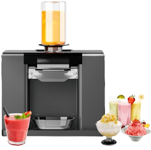 Glowdora Tritaghiaccio Elettrico Snowflake, Macchina Elettrica Commerciale per Granita, Macchina per Ghiaccio Tritato da 60 kg/Giorno, Macchina per Granite, Adatta per Food Truck E Ristoranti Grey