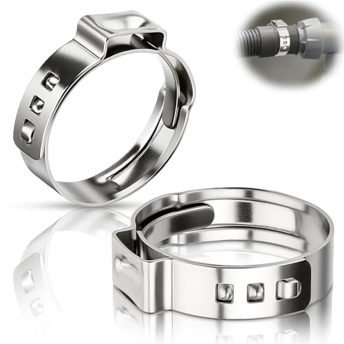 qjuwhua Einohrschellen 22.4-25.6mm 10 Stück Ohrschellen 304 Edelstahl Klemmschellen Einohr Schlauchschellen Verstellbare Schlauchklemme für Wasserschlauch Autoschlauch Kühlschlauch Luftschlauch