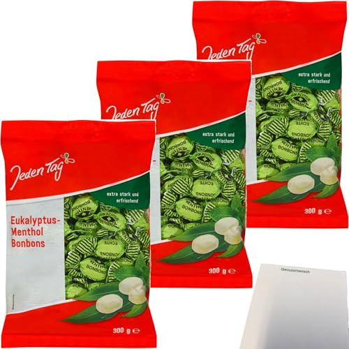 usy Bundle für Jeden Tag Eukalyptus-Menthol Bonbons 3er Pack (3x300g Packung) + usy Block
