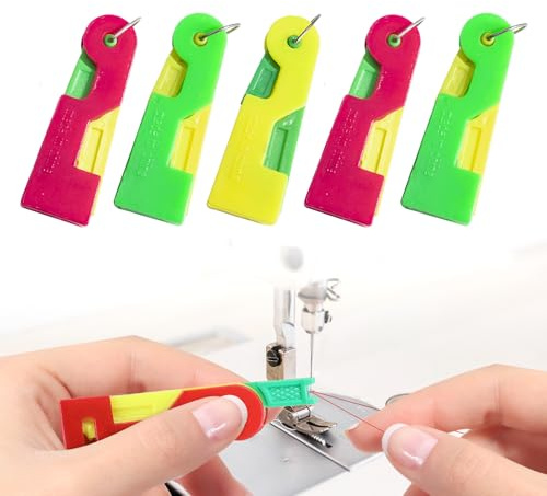 Nadeleinfädler,Einfädelhilfe für Nähnadeln Nähmaschinen Zubehör Kunststoff Nähnadeln Einfädler, Automatischer Einfädler Nadel Threading Tool für Handnähen und Nähmaschinen (5 Pcs, Zufällige Farbe)