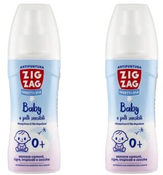 ZIG-ZAG Spray Antizanzare per Bambini e Neonati 100 ml – Repellente Insetti Senza Profumo per Pelli Sensibili, Protezione Zanzare, Zecche e Tafani – 2 flaconi da 100 ml