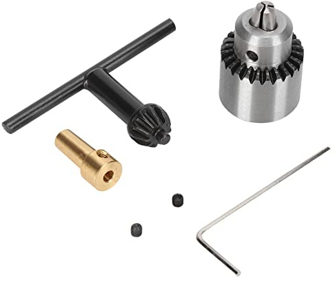 Portabrocas con micromotor de eje de 1/8, rango de sujeción de 0,3-4 mm, mini portabrocas de acero al carbono y latón con llave para torno y taladro eléctrico