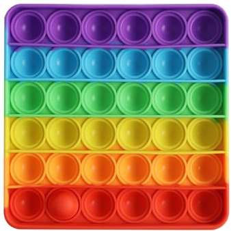 Regenbogen-Quadrat Pop It – Anti-Stress Silikon-Spielzeug, Blasen-Druck-Spiel für Kinder & Erwachsene, Denkspiel zur Konzentrationsförderung
