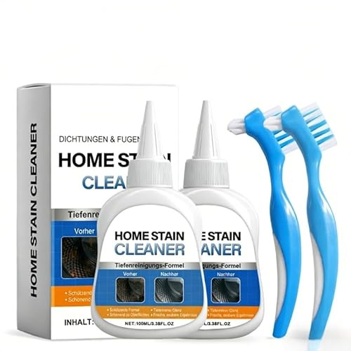 Fugenreiniger,Entferner Gel mit Bürste Badreiniger,Kalkreiniger Extra Stark,Hausreinigungsgel, für Armaturen, Toiletten, Duschköpfe, Chrom, Badewannen & Duschwände (2PCS)