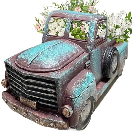 Comebachome Pots de Fleurs, Pots de Jardin Voiture créatifs, Plante en Forme Camion Vintage d'intérieur, résine décorative pour Jardin extérieur, décoration extérieure