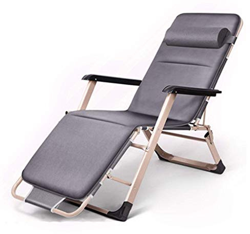 NYTFHMS Folding Lounge Chair Lunch Break Sun Loungers Folding Reclining Recliner,Adjustable Chair Outdoor Terrace Beach Garden Camping Sun Fishing Chair Indoor,Grey