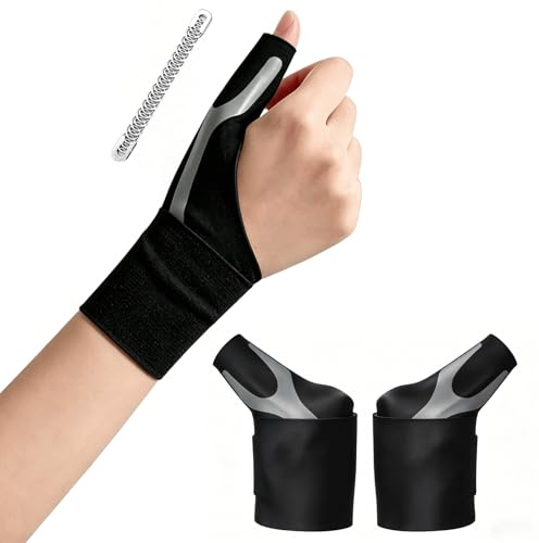 Férula Dedo Pulgar Muñequera para Dedo Pulgar Ligero Transpirable | Tejido transpirable de nylon-spandex, Ferula Pulgar y Rizartrosis Pulgar alivian la artritis, 2 uds. negro talla M 32g