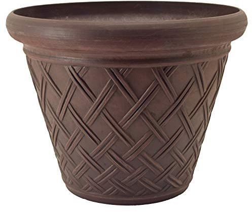 PSW Pot Collection Basket Weave Planter Pot for Indoor and Outdoor Plants and Gardens, 18-inch, Chocolate