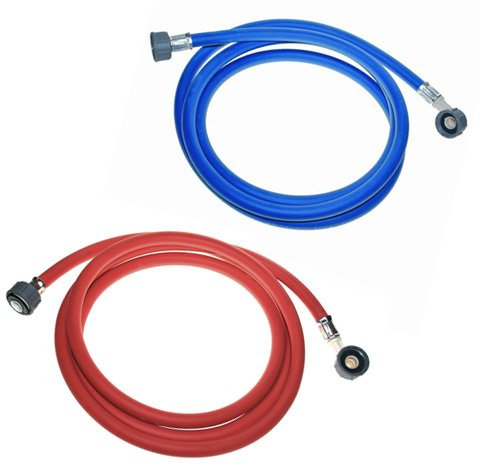 Electruepart Washing Machine Hoses, Hot/Cold Water, Red and Blue, 1.5 m Length