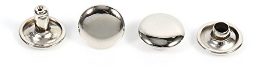 100 Set Doppio Cappuccio Rivetto per le Riparazioni Artigianali in Pelle Decorazione Doppio Cappuccio Rivetto Tubolari in Metallo Borchie Kit 10 × 8mm per DIY Borsa Scarpe Riparazioni(Argento)