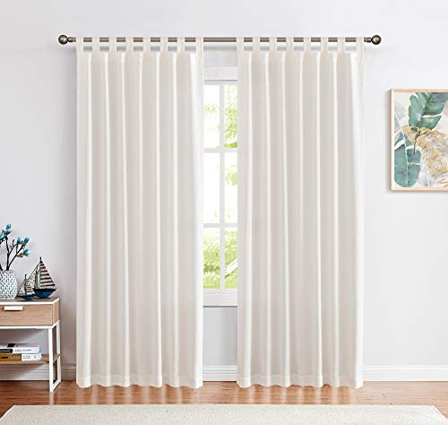 CKNY Gardinen Schlaufenschal Voile Fenster Vorhang Mit Schlaufen Halb Transparent für Schlafzimmer Wohnzimmer 2er Set 245 cm x 140 cm (H x B) Weiß