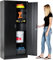 Fedmax 180cm Storage Cabinet, Steel Utility Cabinet with Lock and Adjustable Shelves for Garage, Office, Classroom and Kitchen - Black
