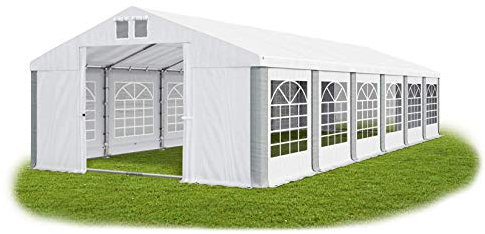Das Company Tenda per Feste bianco-grigio 6x12m Ignifugo Impermeabile 620 g/m2 PVC Telone Costruzione Summer Floor sul Fondo