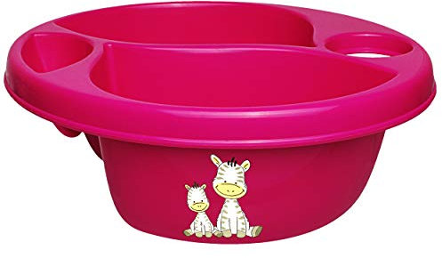 alles-meine.de GmbH 3 Kammer - Schüssel/Waschschüssel/Kinderwaschbecken - pink - rosa Tiere - Zebra Bieco - mit Seifenablage - Organizer - Reinigungsmittel Aufbewahrungsb..