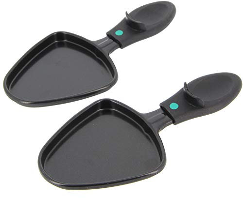 Gtapiece Appareil à raclette Poêlon triangulaire en acier inoxydable noir, jeu de 2, style triangulaire noir, largeur 9.5 cm, longueur totale 20 cm