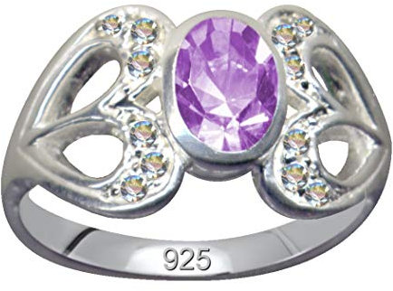 Herzen Violett Jugendstil Ring Echt Sterling Silber 925 Zirkonia Kristalle Liebe Glaube Hoffnung Emotion Symbol Motiv Stil Objekt extravagant gut schön modisch weiss klar transparent