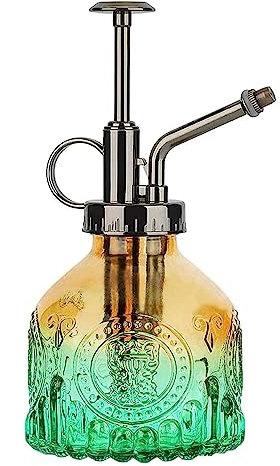 ZIUHEOA Plant Mister Glass Watering Spray Bottle 6.4 Tall Watering Can Retro High-Atomization Nozzle Sealed Leak-Proof,for Garden Plants Flower (Yellow blue gradient)