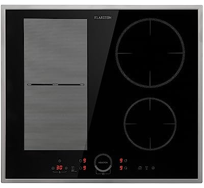 Klarstein Plaque Induction 7000W, Plaque de Cuisson Electrique à Induction, Encastrées 4 Feux, Tables de Cuisson Encastrable, Contrôle Tactile, Rechaud Electrique pour la Cuisine
