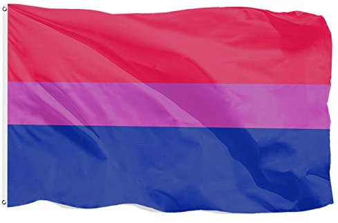Bandera del orgullo bisexual, LGBT Rainbow Festival Banderas de 1,5 m x 91 cm con ojales para decoraciones de Bi Pride – 100% poliéster